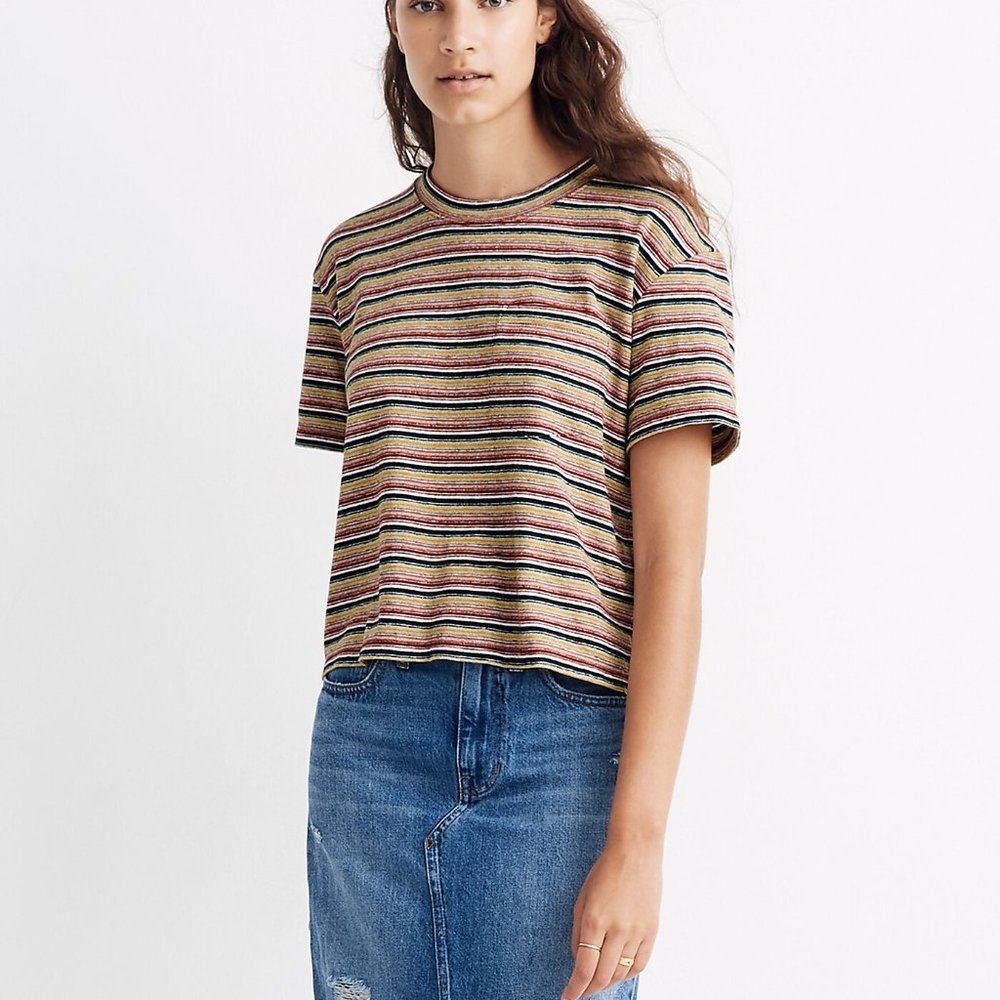 Madewell Textured Easy Crop striped retro tee shirt size XS - Picture 2 of 8